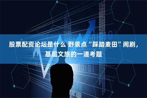 股票配资论坛是什么 野景点“踩踏麦田”闹剧,基层文旅的一道考题