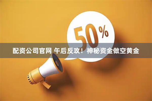 配资公司官网 午后反攻！神秘资金做空黄金